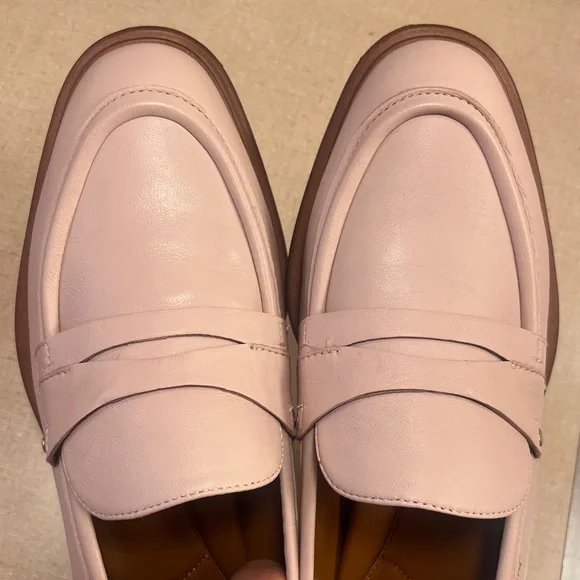 Franco Sarto Edith 2 penny loafer light pink leather wide almond toe block heel - Picture 10 of 16